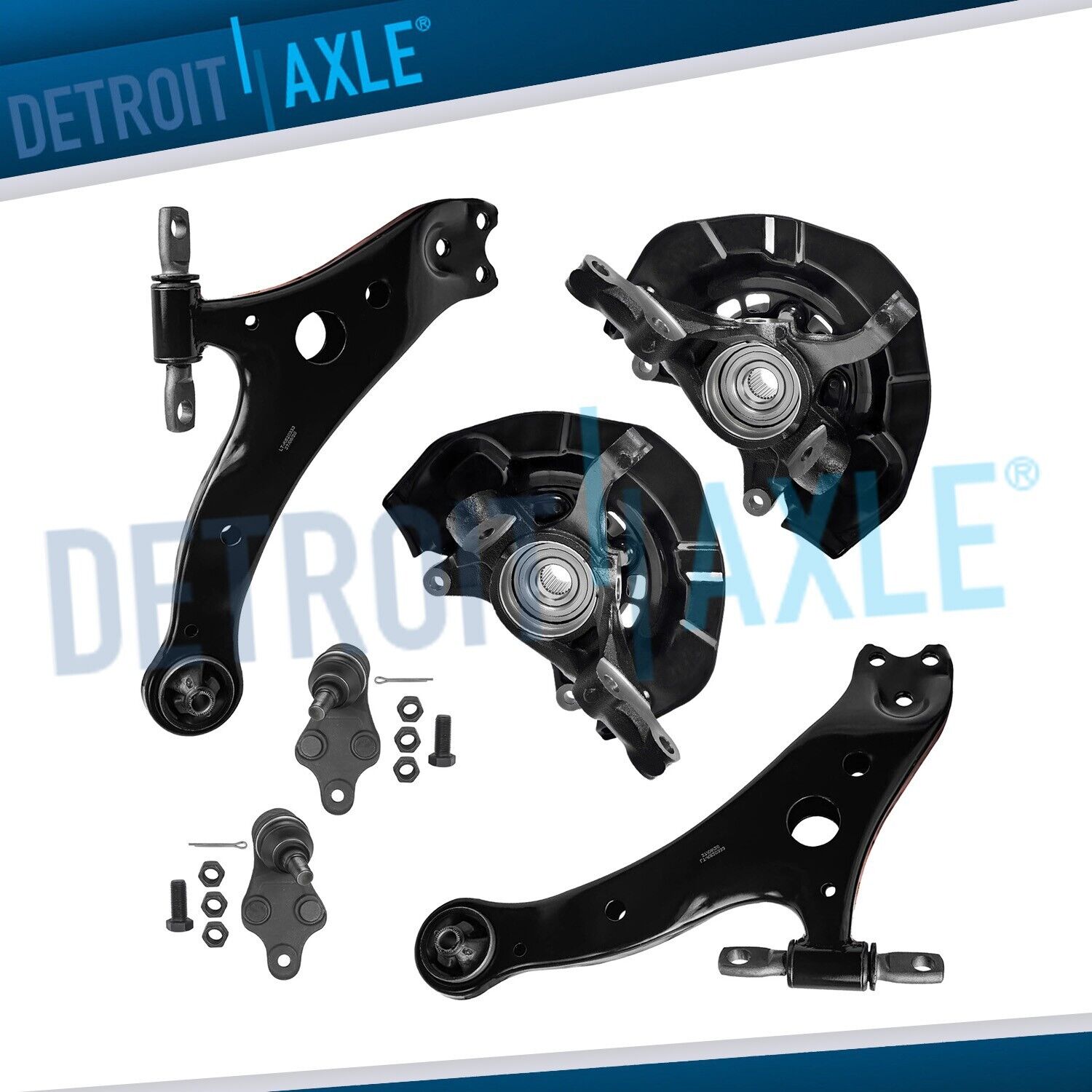 Front Steering Knuckles Hubs Lower Control Arms Ball Joints for Toyota Avalon