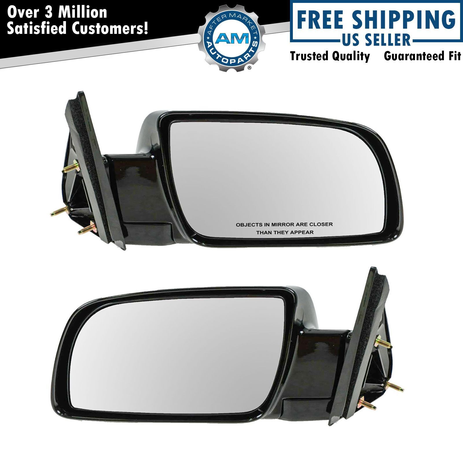 Manual Black Side Mirrors Left LH & Right RH Pair Set of 2 for Pickup Truck