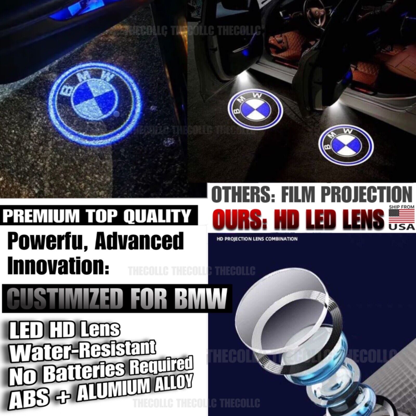 Car Door Lights Logo Projector BMW Accessories for 1/3/4/5/6/7/M/X/GT Series