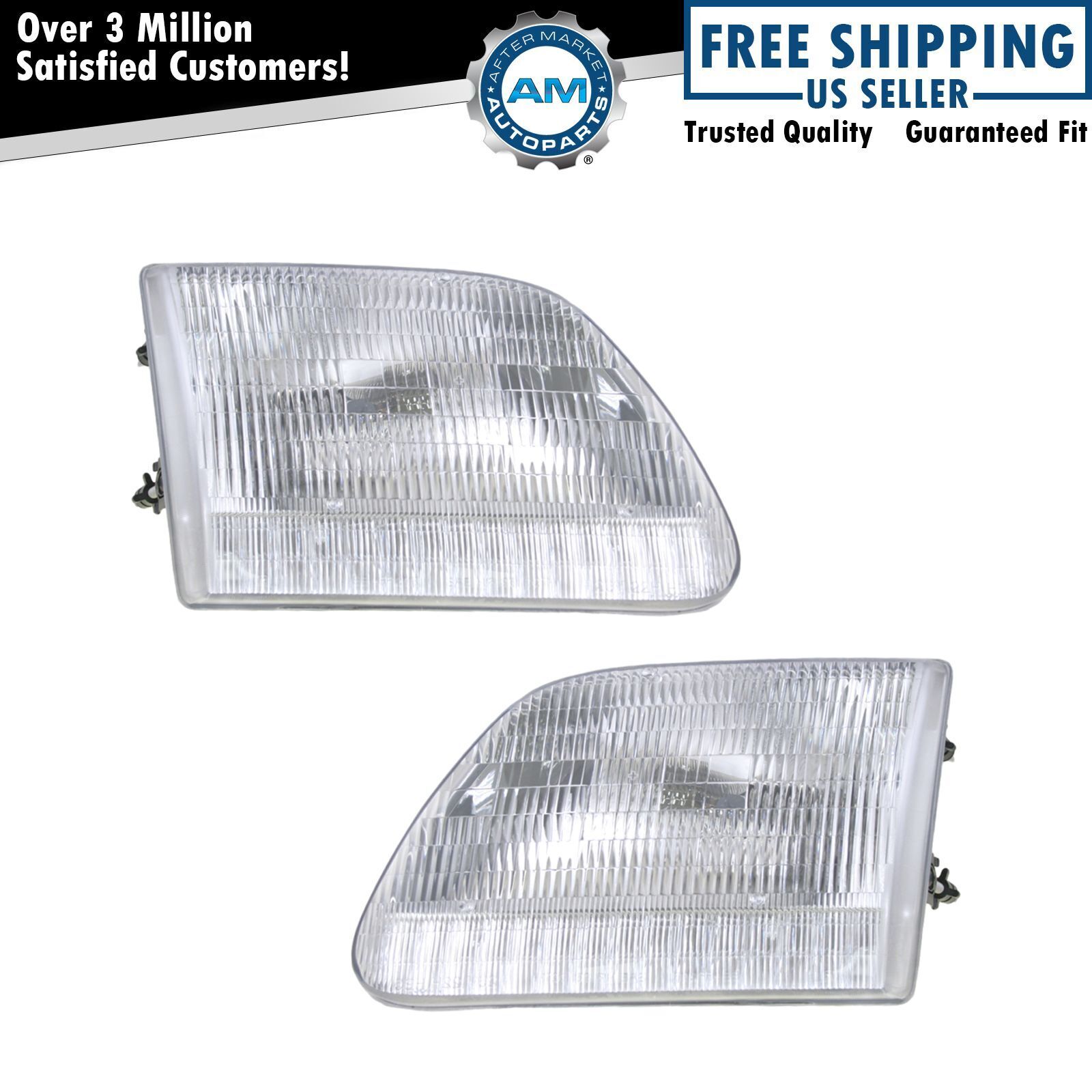 Headlights Headlamps Left & Right Pair Set for Expedition F-Series Pickup Truck