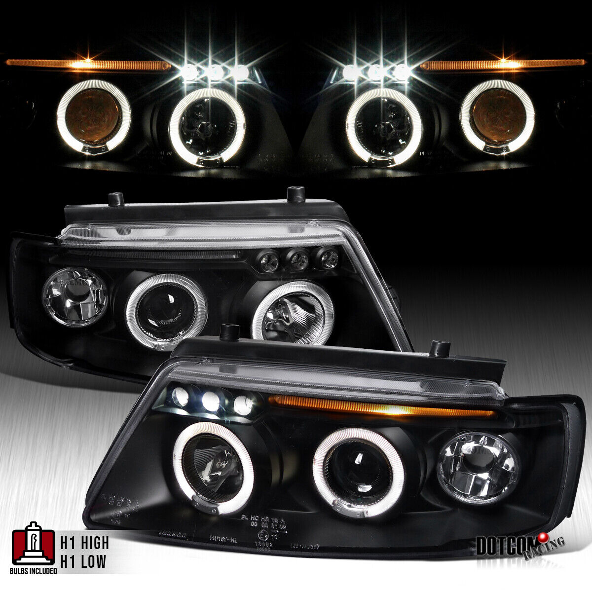 Fit 1997-2000 Volkswagen Passat LED Halo Black Projector Headlights Lamps 97-00