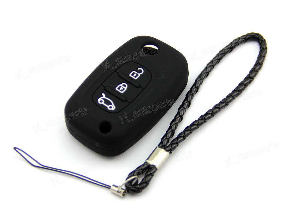 Black Silicone Case Cover For Renault CLIO MEGANE Mode Flip Key 3 Buttons RE3FBK