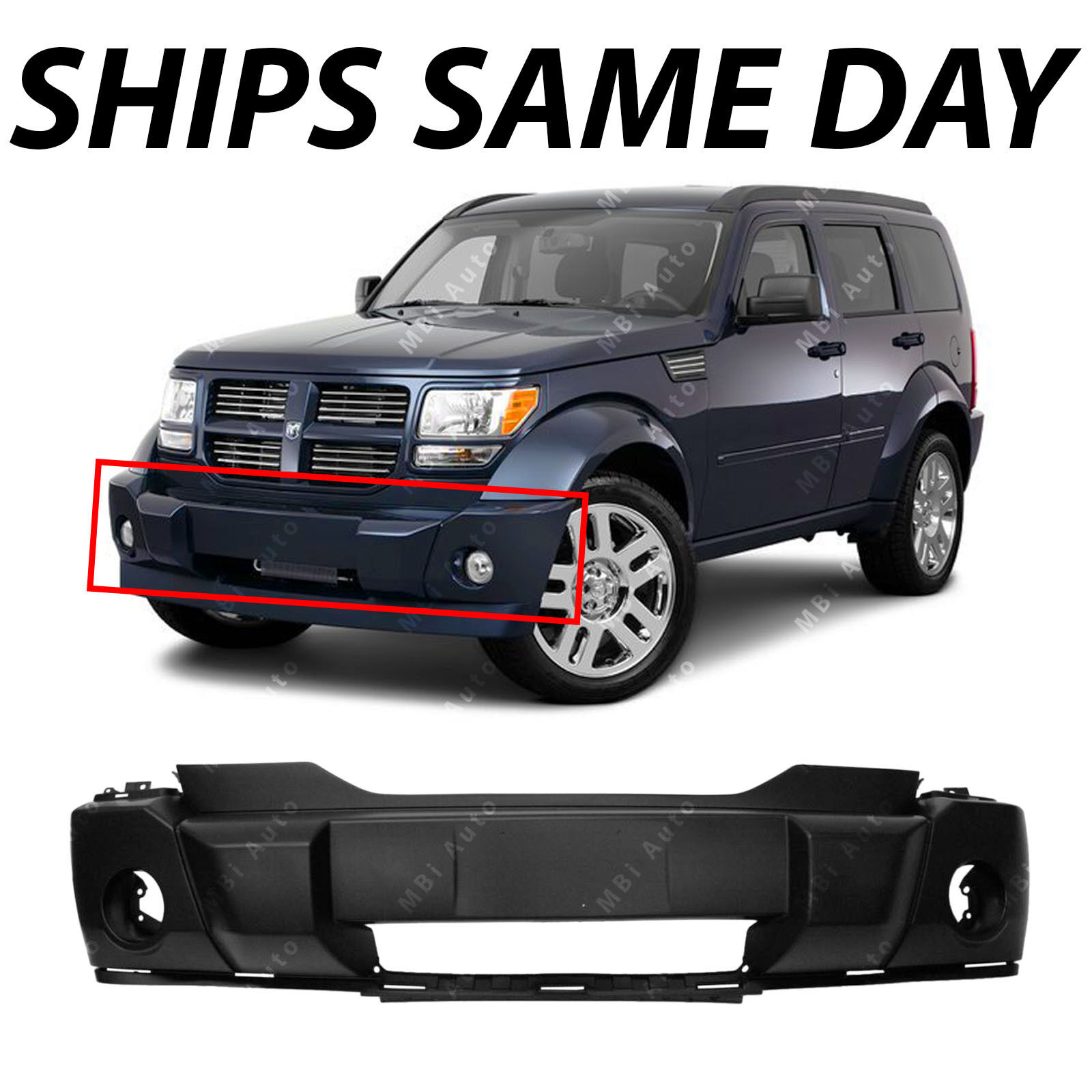 NEW Primered - Front Bumper Cover Replacement for 2007-2011 Dodge Nitro W/ Fog