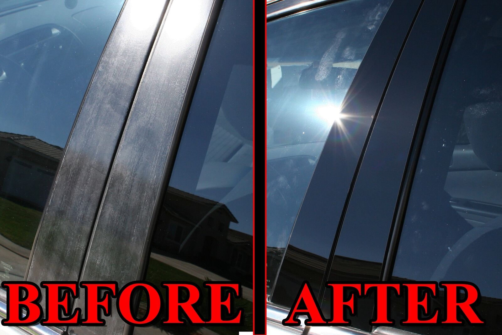 Black Pillar Posts for Cadillac CTS 08-13 (4dr Sedan) 6pc Set Door Trim Cover