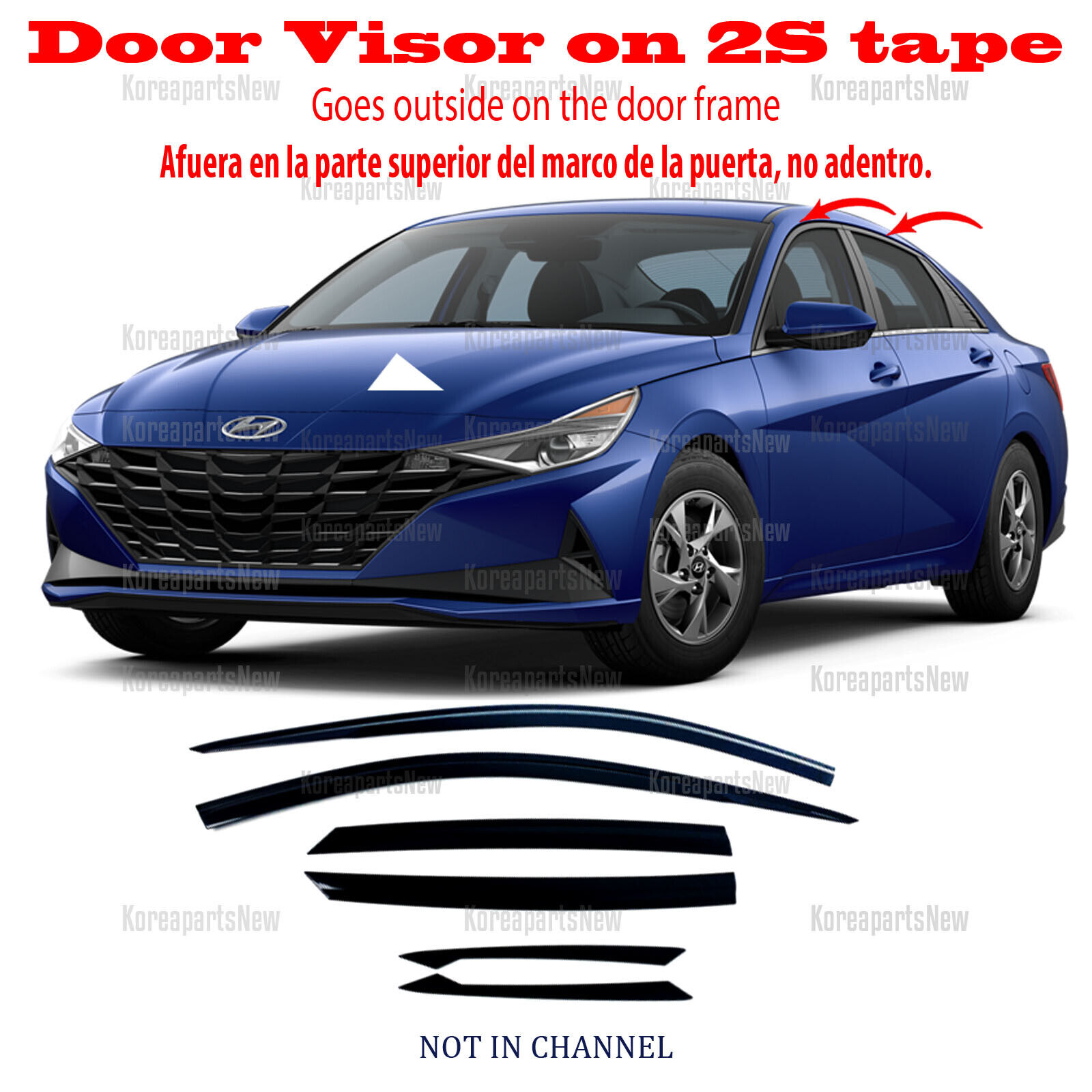 ⭐6pcs⭐ Door Visors 2021-2023 Hyundai ELANTRA Window Visors Dark Trim Side Guard