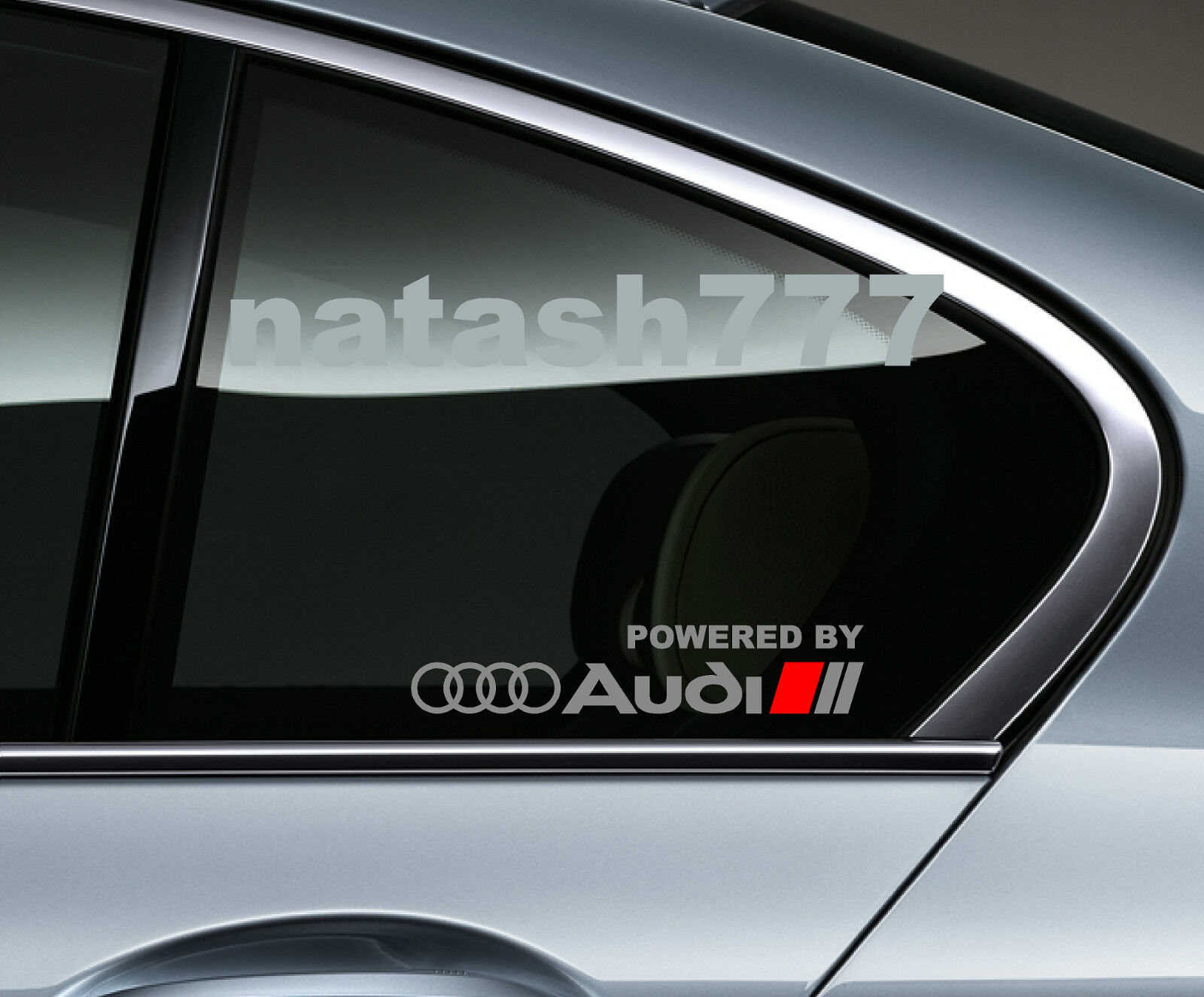 Powered by Audi Racing Sport S Line Window Decal sticker emblem logo SILVER/ Red