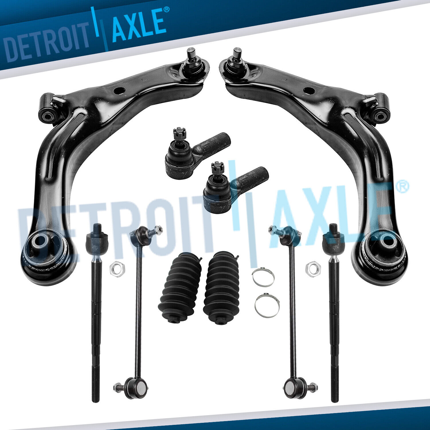 10pc Front Lower Control Arm + Sway Bar + Tie Rod for 2005-2009 Mazda Tribute