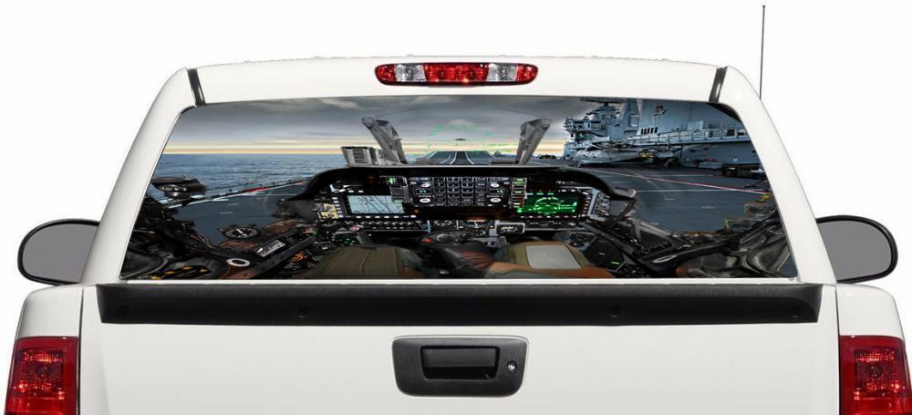 Fighter Jet Cockpit Takeoff Wrap Rear Window Graphics Decal Sticker 66\'\' x 22\'\'