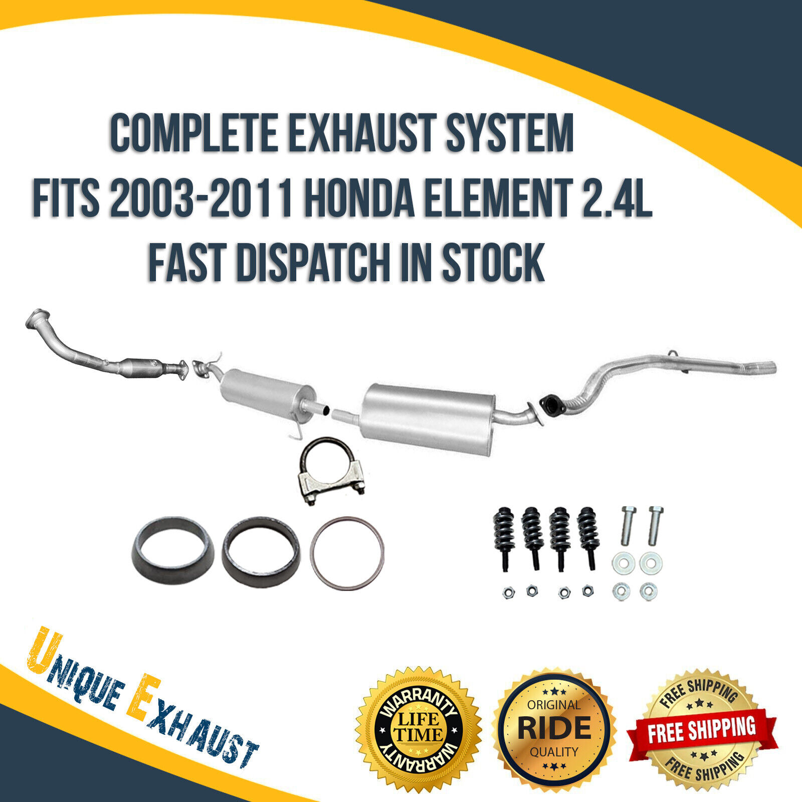 Complete Exhaust System Fits 2003-2011 Honda Element 2.4L Fast Dispatch In Stock