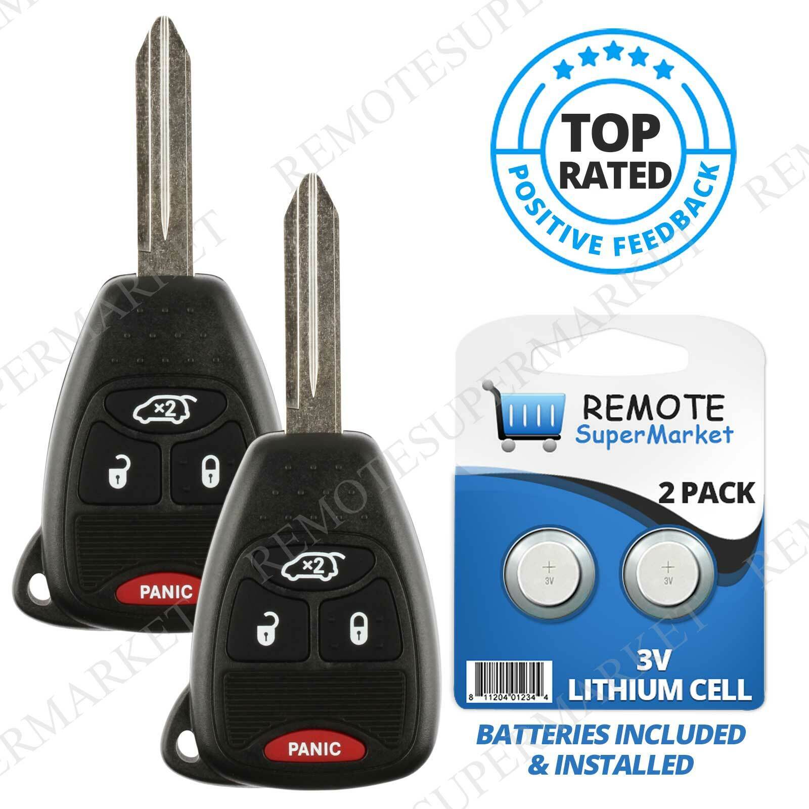 Replacement for 04-08 Chrysler Pacifica 05-07 Jeep Liberty Remote Key Fob Pair