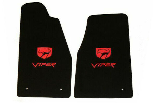 Lloyd VELOURTEX Black FLOOR MATS with Red logos 1992 to 2002 DODGE VIPER R/T-10