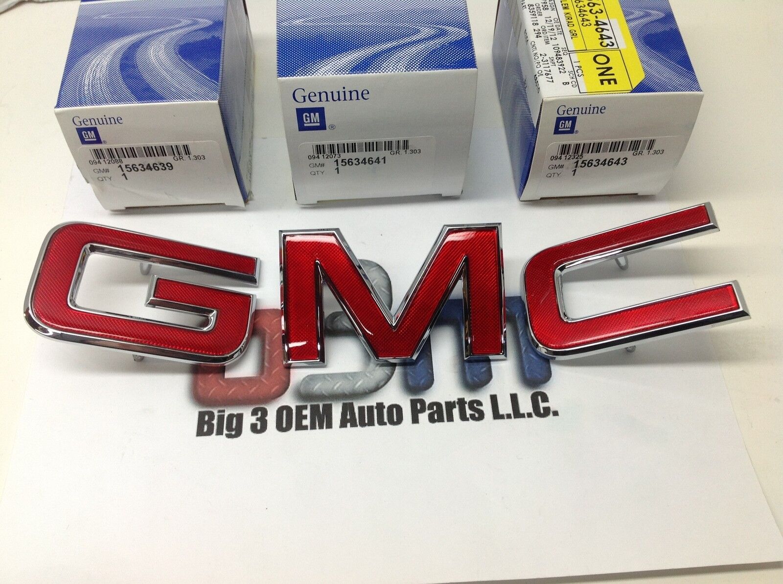 GMC Jimmy Sonoma Canyon Front Grille Red / Chrome Letter GMC EMBLEMS new OEM