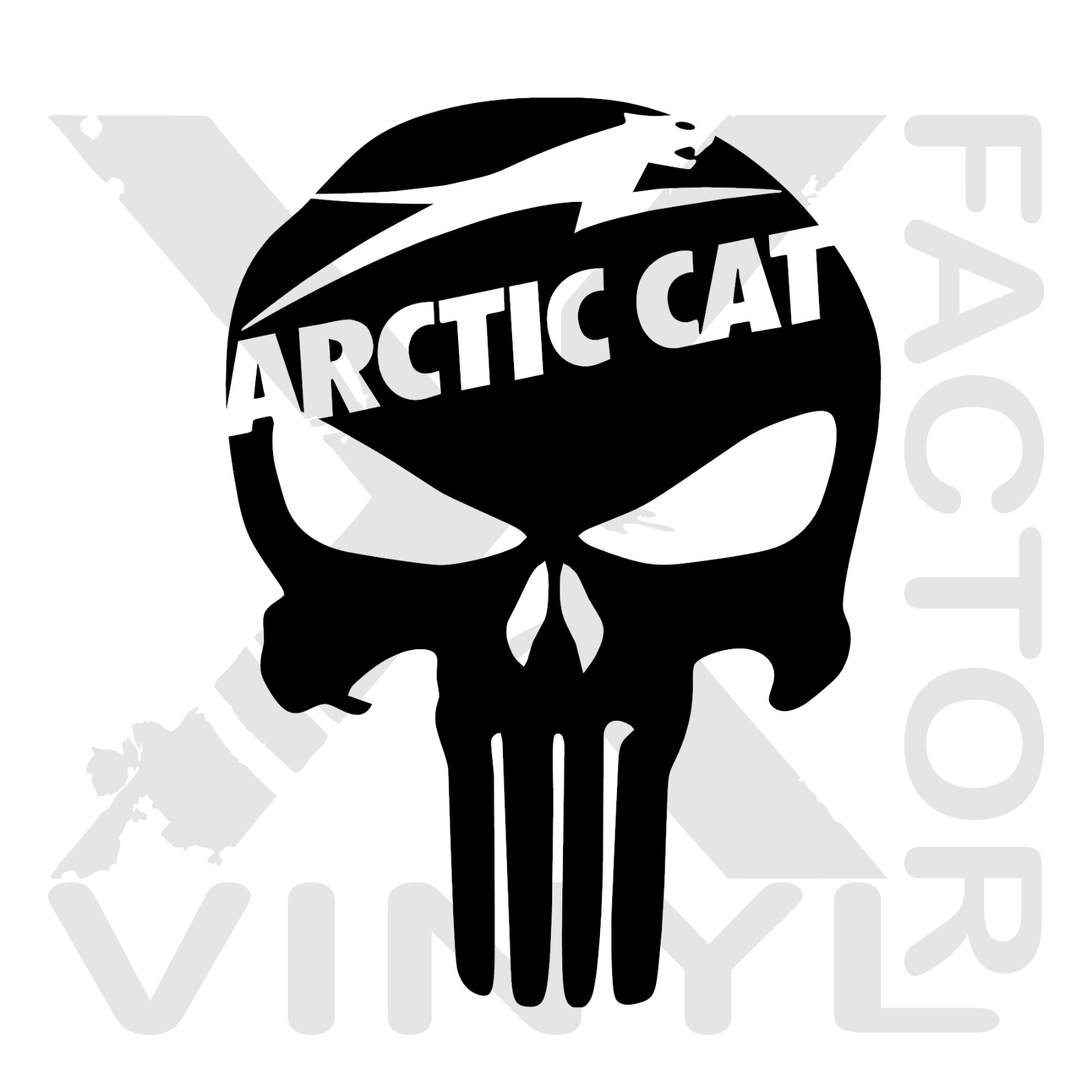 Arctic Cat Punishment  Skull Dicut Vinyl Decal 4SIZE 15COLOR wildcat snowmobile
