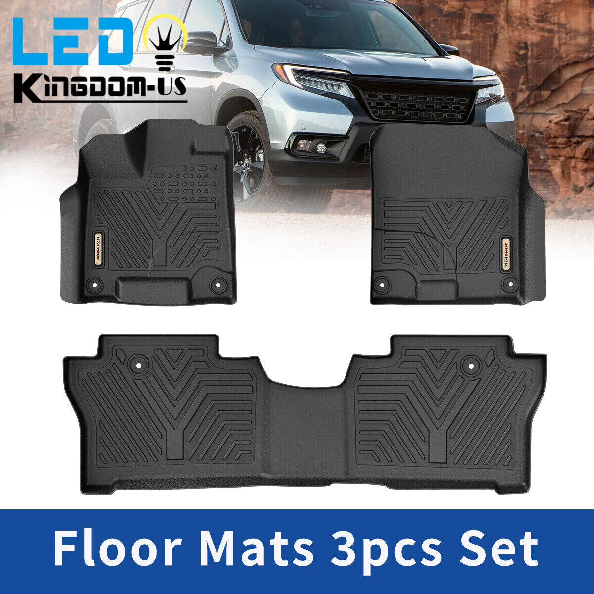 All Weather Floor Mats for 2019-2023 Honda Passport Front Rear Protection Liners