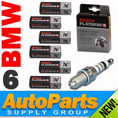6 PC BMW Spark Plugs Bosch Platinum+4 > Factory High Power Set E39/E46-M54 