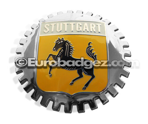 1 - NEW German Chrome Front Grill Badge Coat of Arms STUTTGART CAPITAL MEDALLION