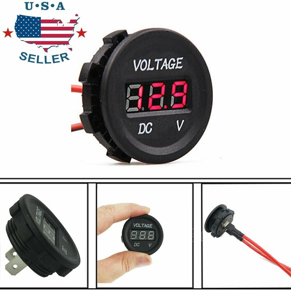 Red LED Digital Display Voltmeter Car Motorcycle Voltage Gauge Waterproof 12/24V