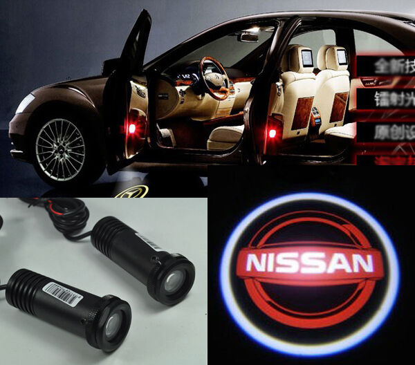 2x LED door step courtesy laser projector Shadow lamp lights For Nissan