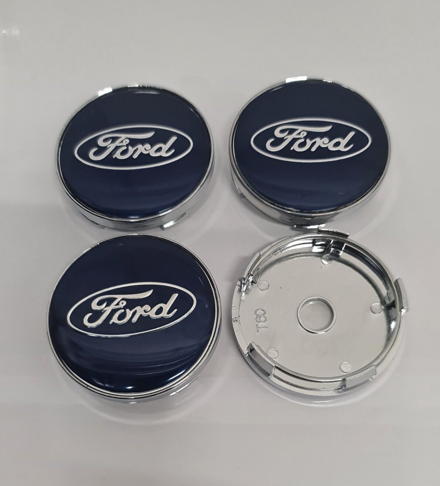 4x Ford Alloy Wheel BLUE Hub Centre Caps 60mm Mondeo Fiesta Galaxy Kuga Focus