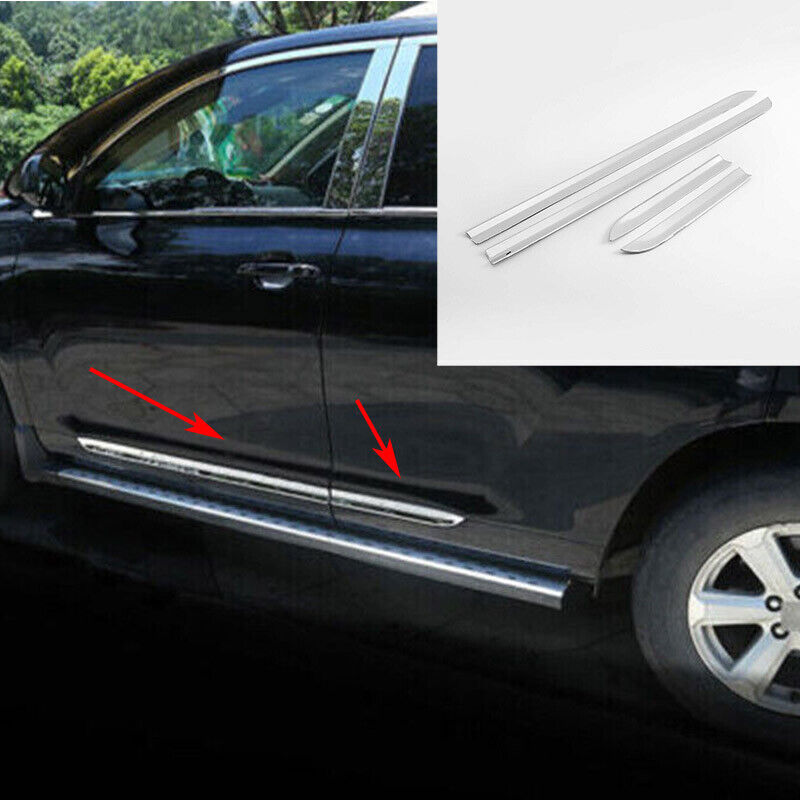 For Toyota Highlander 2008-2013 Chrome Steel Body Door Side Molding Cover Trim