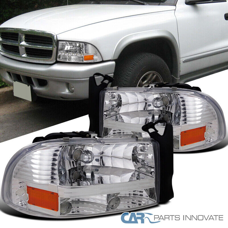 For 97-04 Dodge Dakota Durango Chrome Clear 1PC Headlights Head Lamps Left+Right