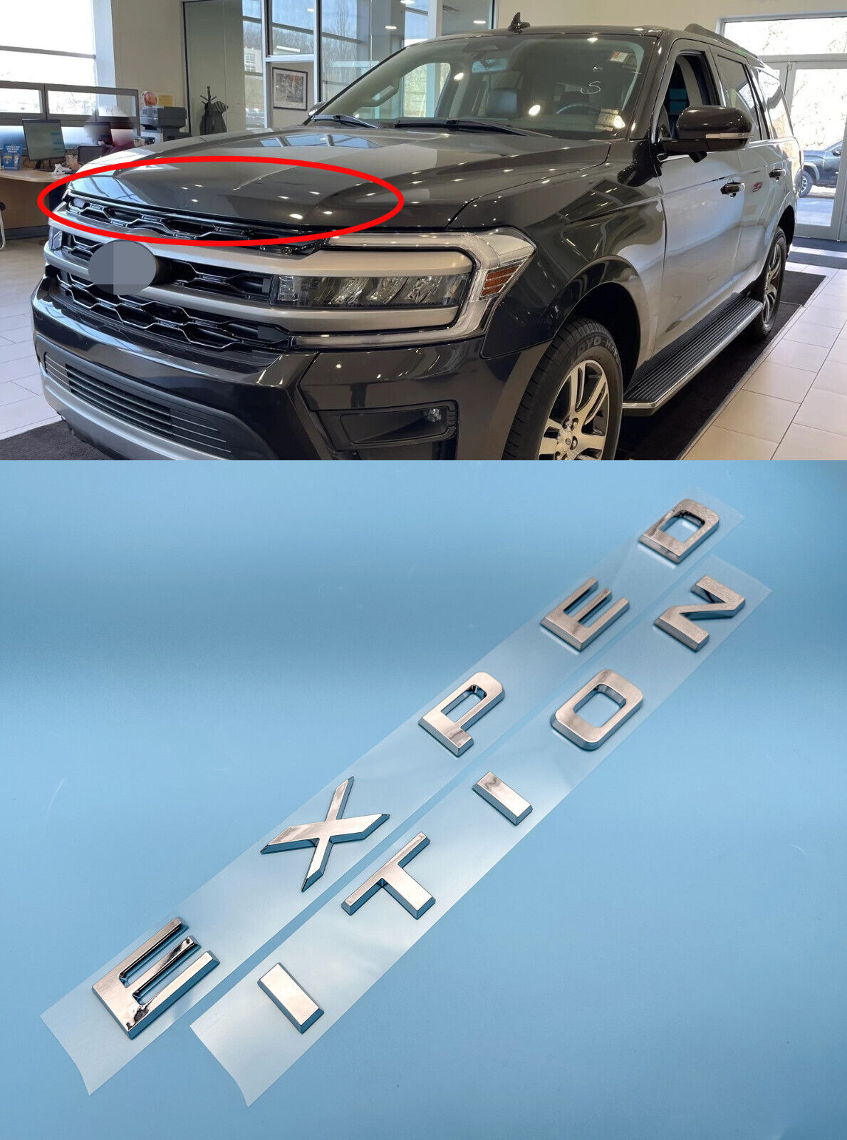 Chrome Front Hood EXPEDITION Letters Emblem FIT 2018-2024 Ford EXPEDITION