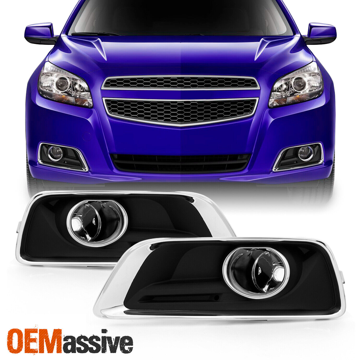 Fit 2013 2014 2015 Chevy Malibu Bumper Clear Fog Lights w/Switch+Bulbs+Cover