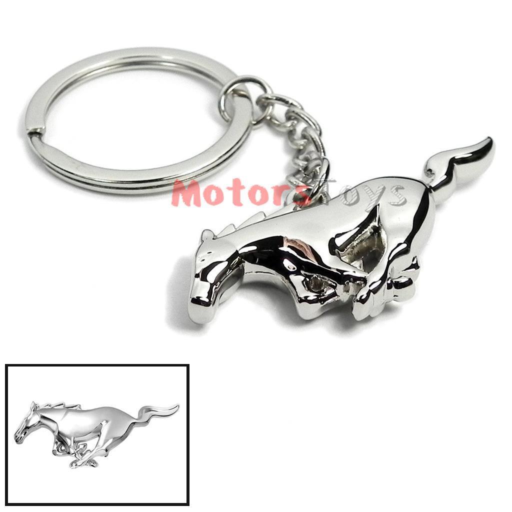 Chrome Finish Pony Horse Key Chain Fob Ring Keychain Mustang GT 500 Cobra Shelb