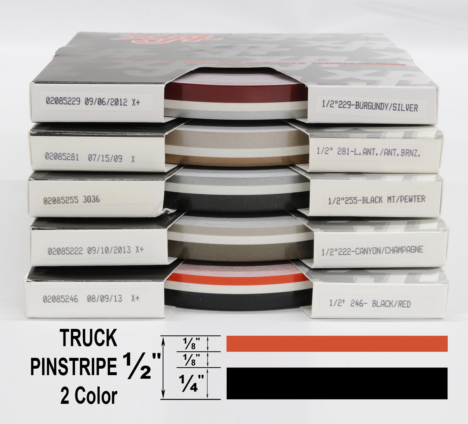 Half Inch Wide 2 Color Truck PinStripe 1/2\