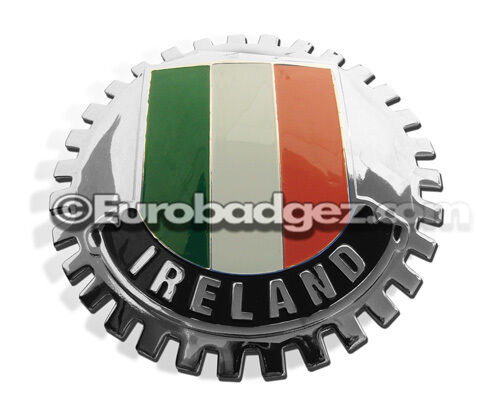 1 - NEW Chrome Grille Grill Badge Irish Airlann Flag Emblem of IRELAND MEDALLION
