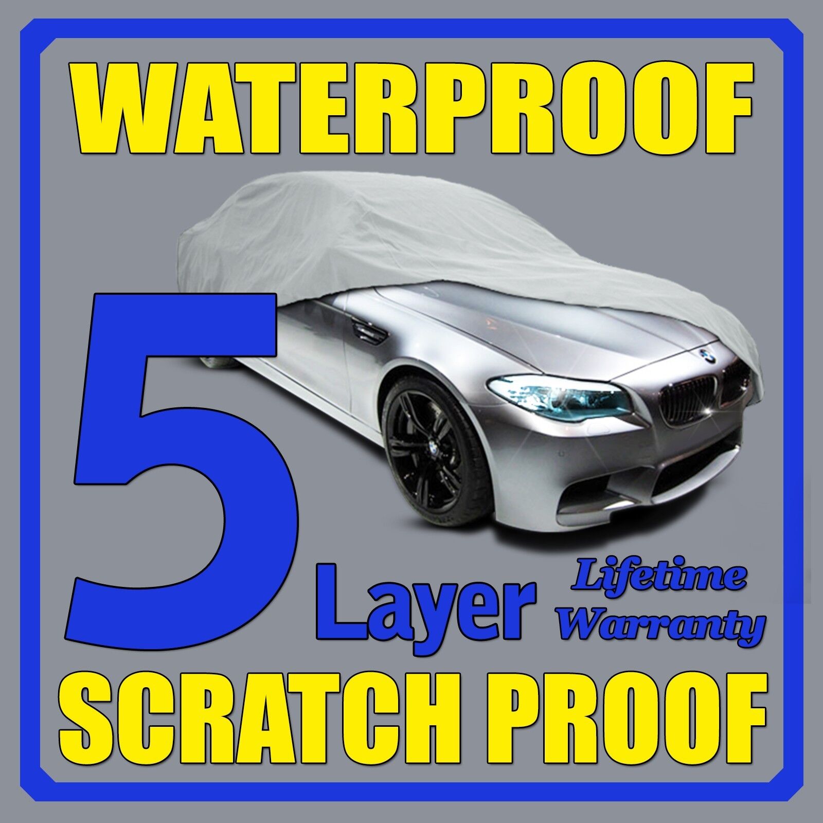 5 Layer Car Cover Breathable Waterproof Layers Outdoor Indoor Fleece Lining Fia1
