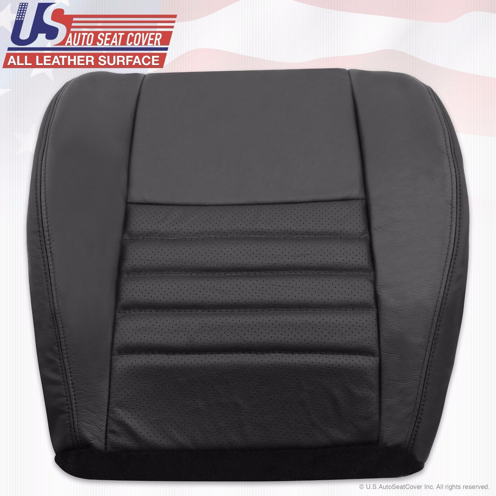 1999-2004 Ford Mustang GT 2-Door Driver Bottom Perforated Leather Seat Cover Blk