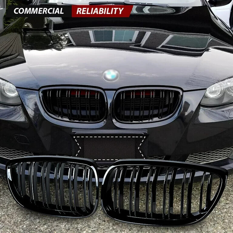 Glossy Black Front Kidney Grilles Grill For BMW E92 E93 328i 335i 2010-2013 LCI