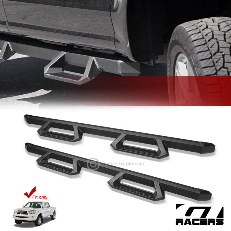 For 2005-2022 Tacoma Double Cab Matte Blk Aluminum Hoop Drop Step Side Nerf Bars