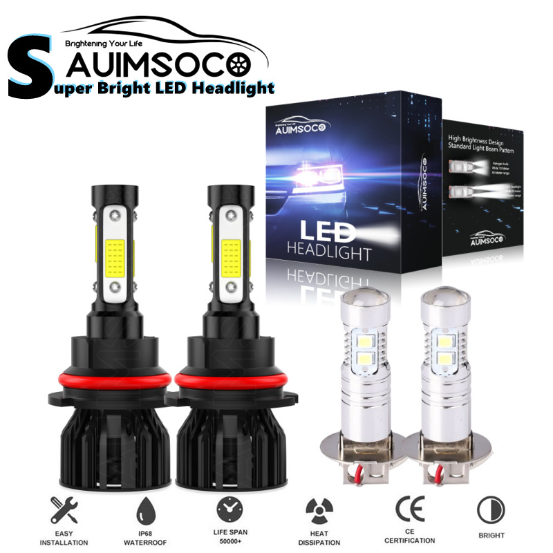 For Mitsubishi Montero Sport 2000-2004 4-Sides LED Headlights + Fog Light Bulbs