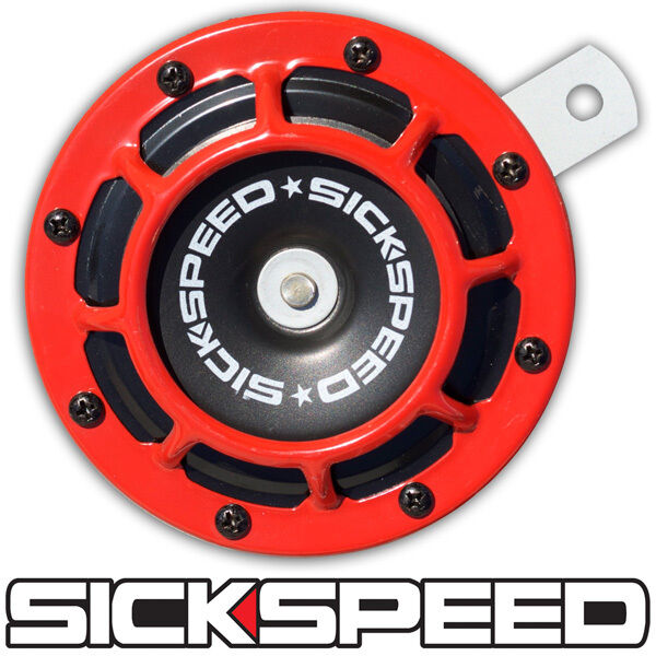 SICKSPEED SINGLE RED SUPER LOUD COMPACT ELECTRIC BLAST TONE HORN CAR SUV 12V P1