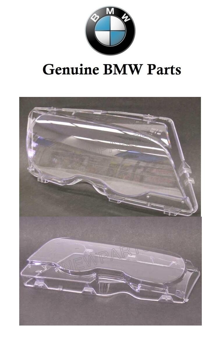 For BMW E46 3-Series Pair Set of Left and Right Headlight Lens For Xenon Lights