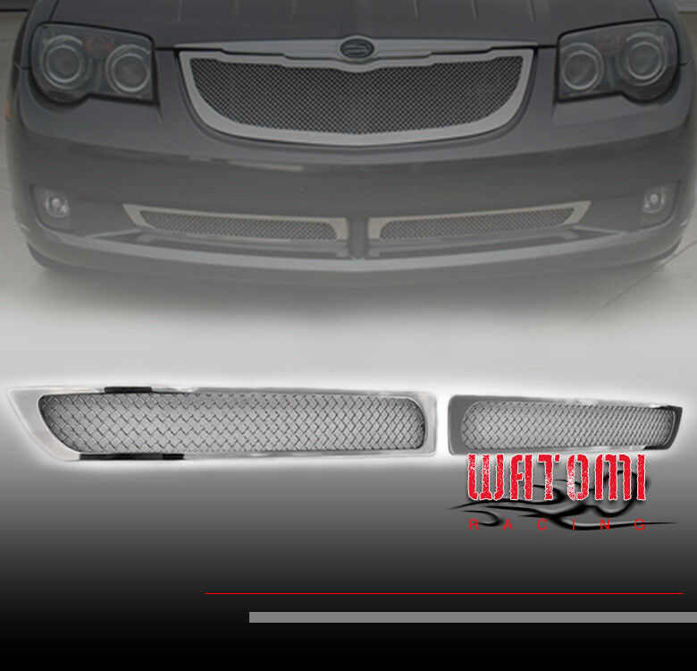 FOR 04-08 CROSSFIRE FRONT BUMPER STAINLESS STEEL MESH GRILLE INSERT CHROME