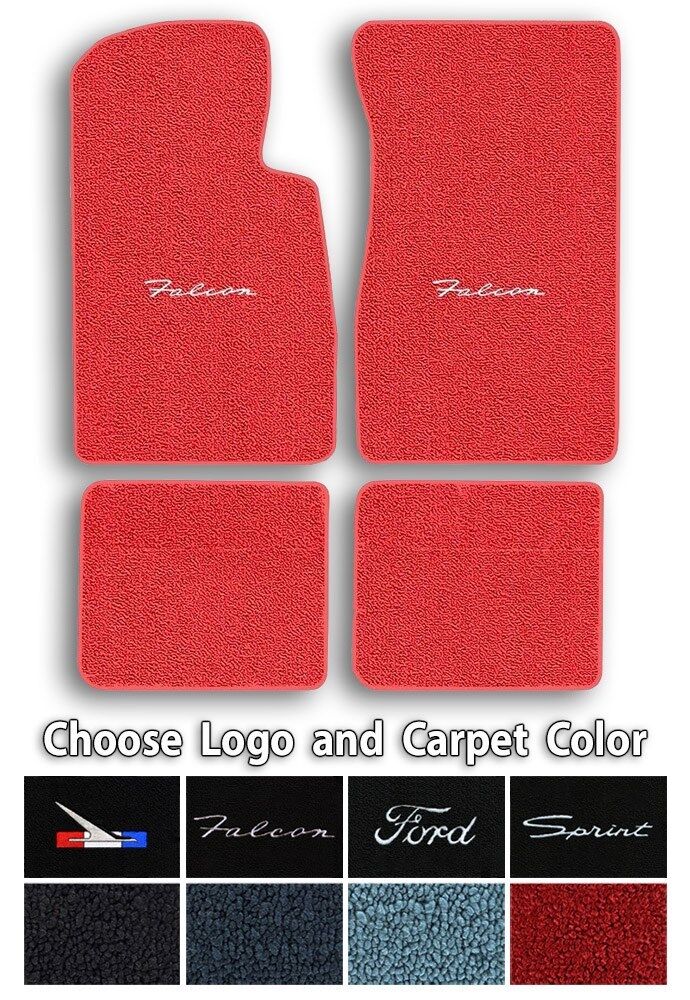 Ford Falcon Custom Logo Loop Carpet Floor Mats - Choose Mat Color And Logo