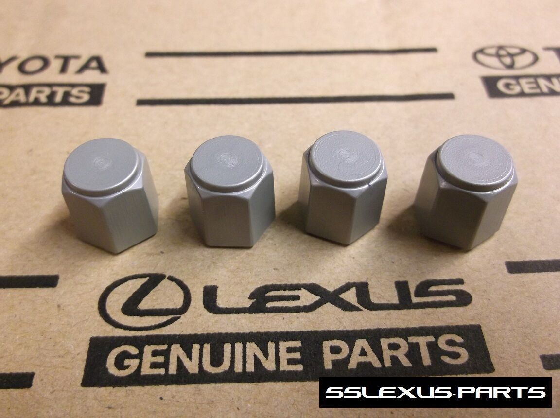 Lexus (1990-2017) OEM Genuine TIRE VALVE CAP SET (Silver/Gray) 90942-A5006 (x4)