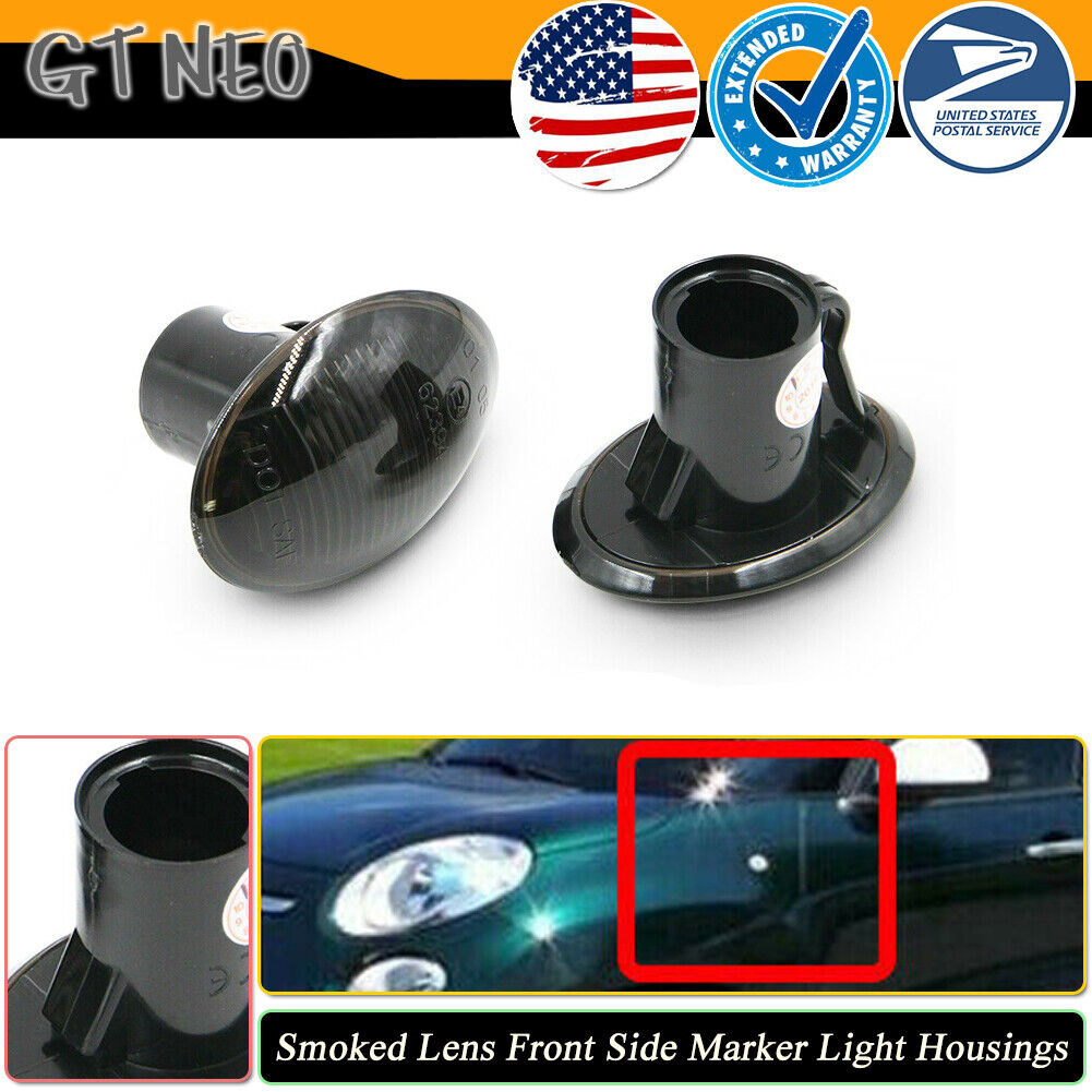 Smoked Side Marker Turn Signal Light Housing For Fiat 500 500e 500c Abarth 07-19