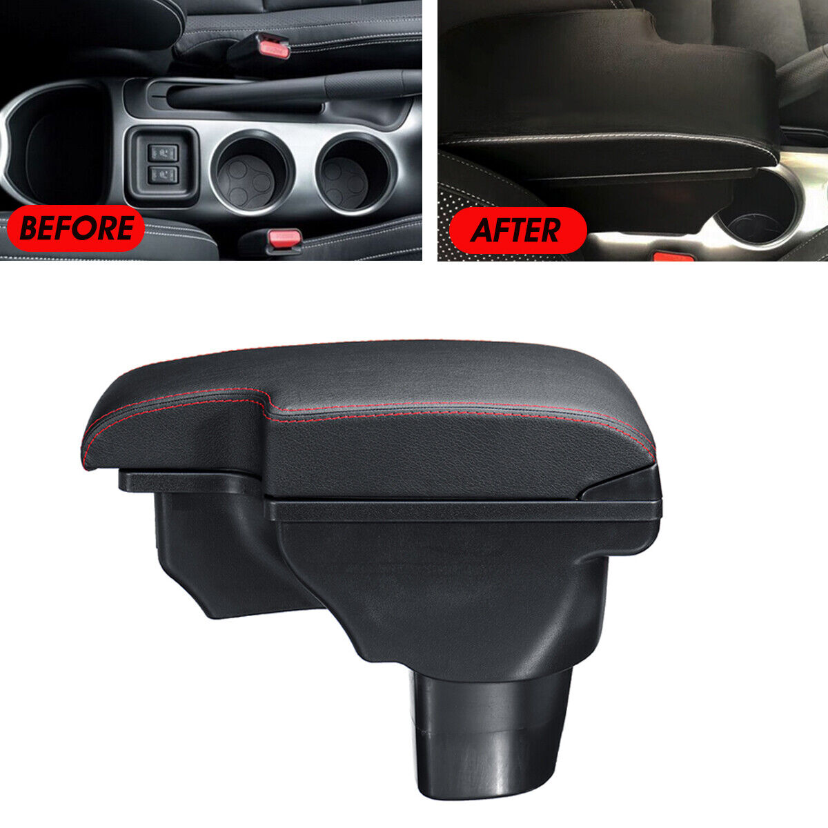 For Nissan Juke 10-19 Center Console USB Armrest Storage Compartment Box RedLine