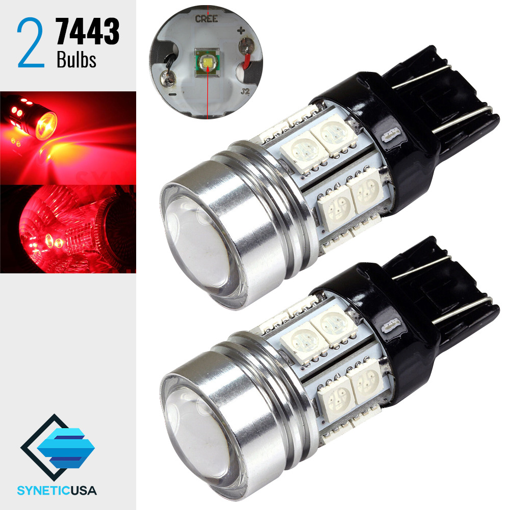 2x 7443/7440 High Power Q5+SMD Red Brake Tail Stop LED Light Bulb Projector