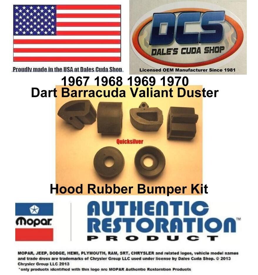 1967 1968 1969 1970 Dart Barracuda Valiant Duster Hood Rubber Bumper Kit USA