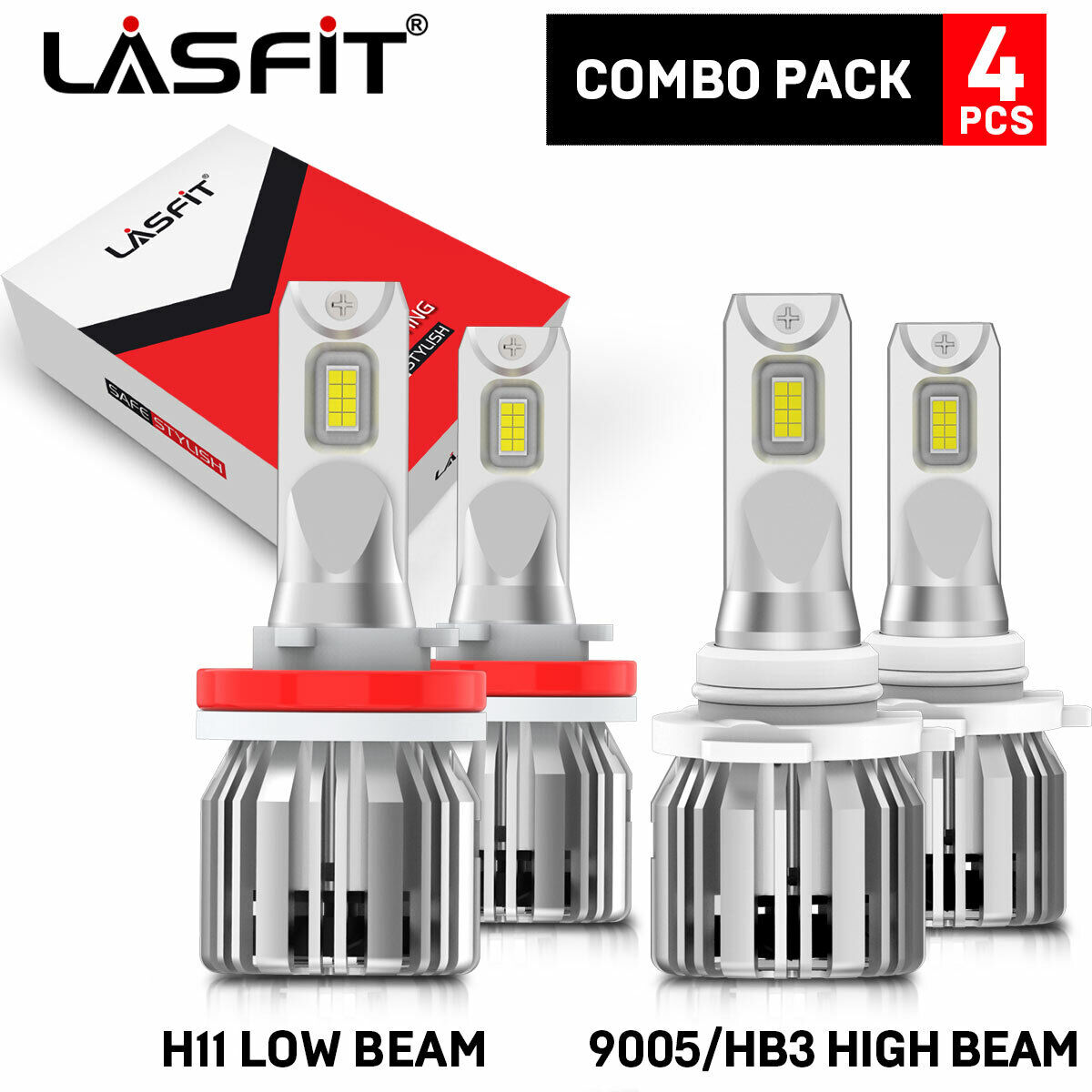 H11 9005 HB3 Combo LED Headlight Bulb 50W 5000LM Hi Low Beam 6000K White Light