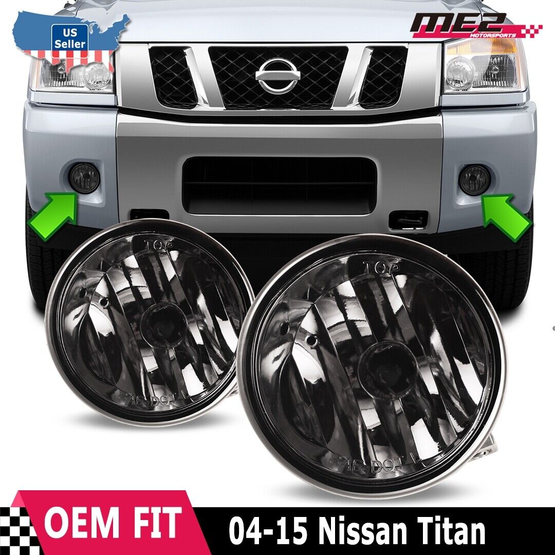 For 2004 2005-2015 Nissan Titan Fog Lights Bumper Driving Lamps Smoke Lens Pair