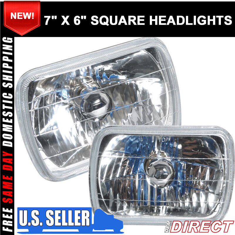 Fits 7X6 Crystal H4 Conversion Headlights Head Lamps 7 Inch X 6 Inch H6014 H6054