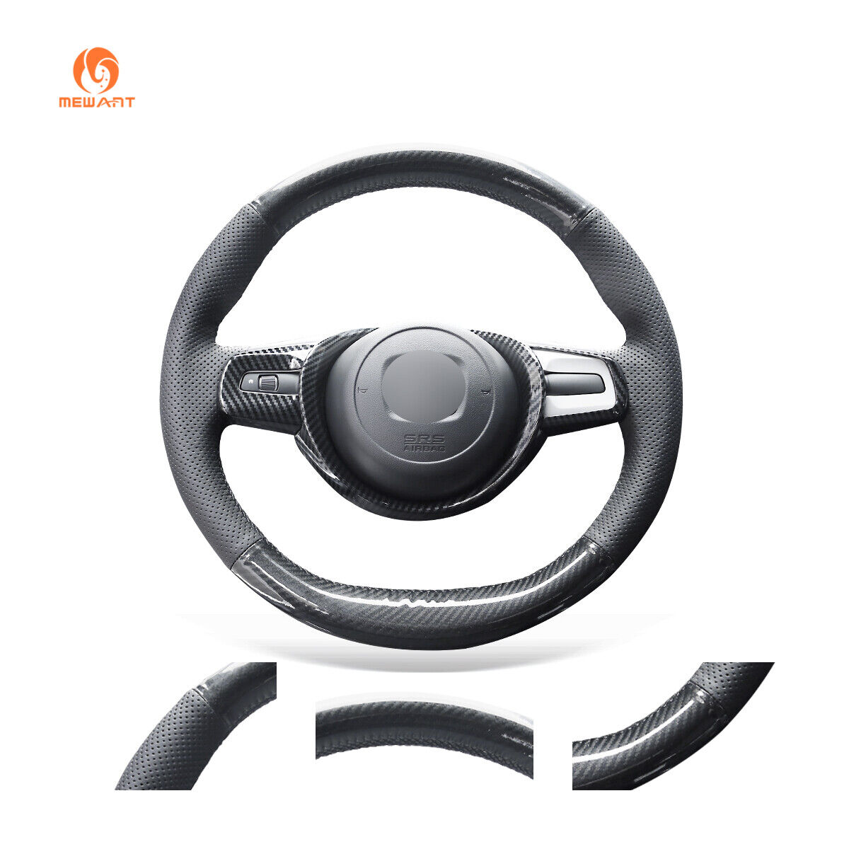 Hand Stitch PU Carbon Fiber Car Steering Wheel for Honda Jazz 2020 / Fit 2020