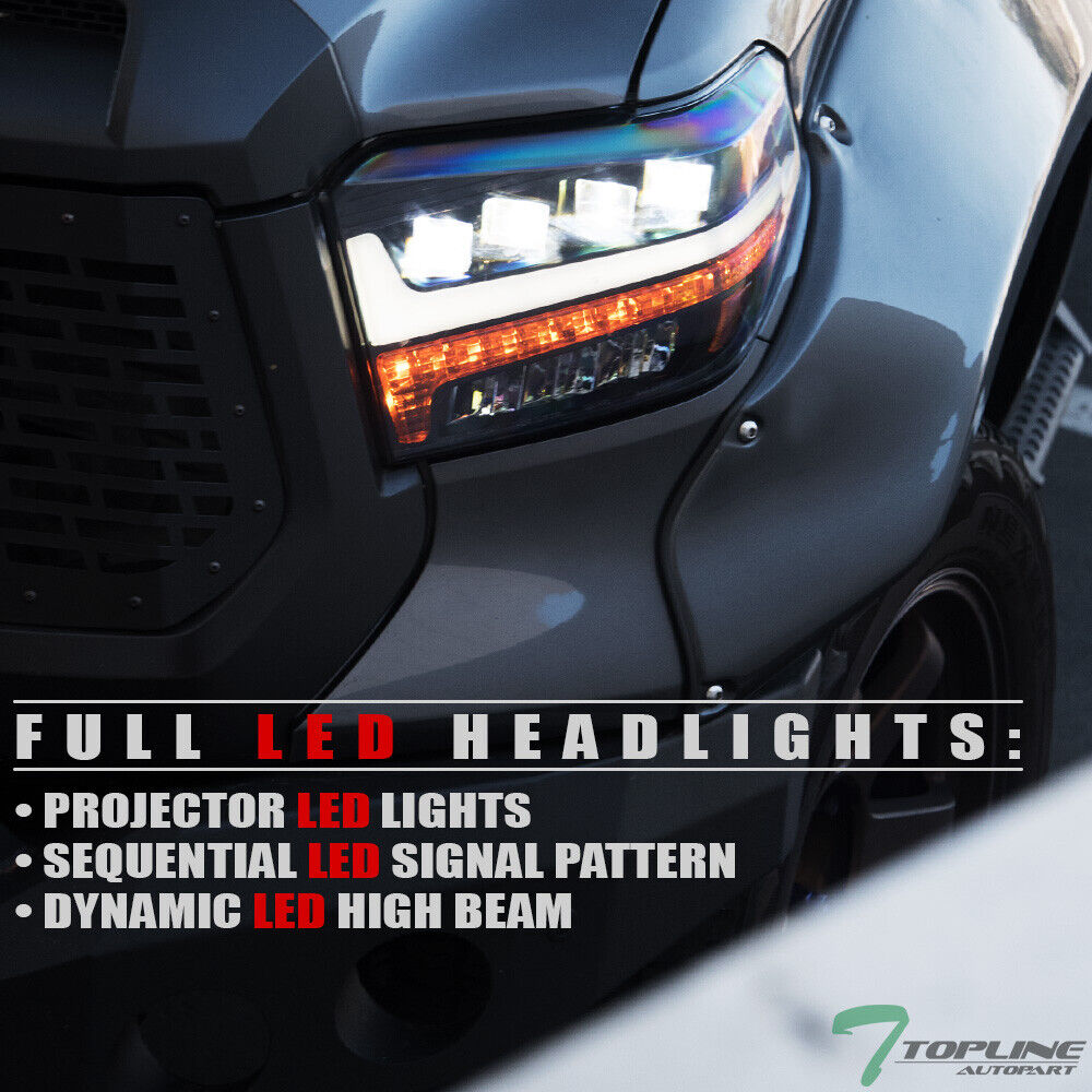 Topline For 14-21 Toyota Tundra Full LED Sequential Projector Headlights - Black