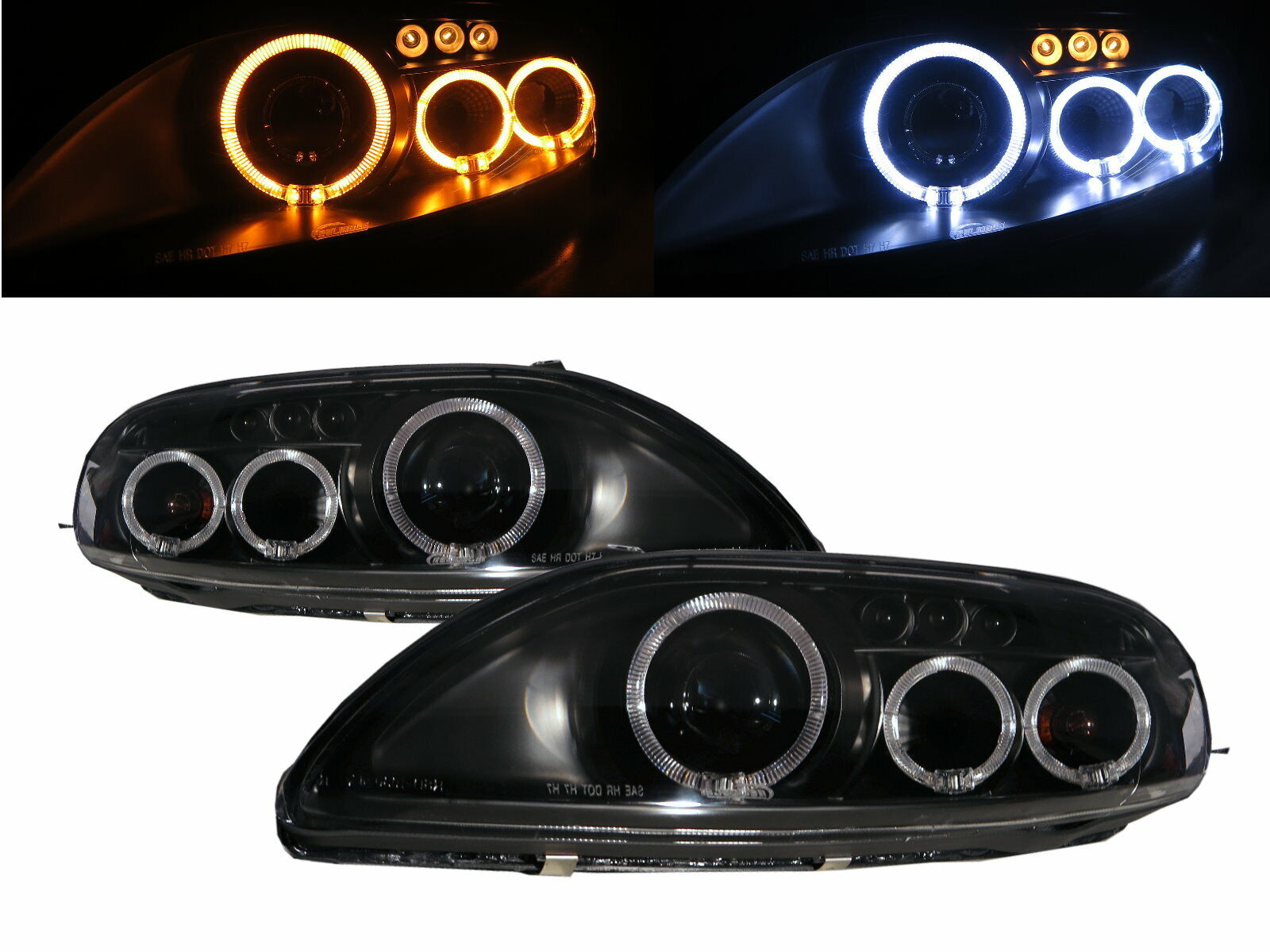 SC-seires SC300/SC400 Z30 MK1 92-00 2D Guide LED Halo Headlight BK for LEXUS LHD